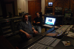 Olivier Deriviere�s studio. Olivier Deriviere (right) with his engineer John Weston (left)