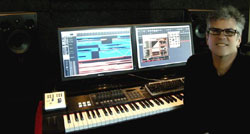 Early morning in Mark Morgan's studio. Composing music for Allods Online