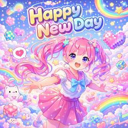 Happy New Day - Single. Передняя обложка. Нажмите, чтобы увеличить.