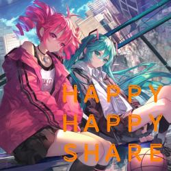 Happy Happy Shere feat. HATSUNE MIKU & KASANE TETO - Single. Передняя обложка. Нажмите, чтобы увеличить.
